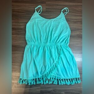 Victoria’s Secret Teal Tassel Hem Tank Top Women’s Medium Boho Flowy Cami